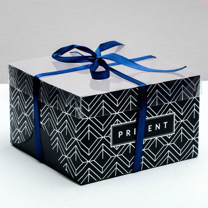 Коробка на 4 капкейка, кондитерская упаковка Present, 16 х 16 х 10 см коробка на 4 капкейка ja t aime 16 × 16 × 10 см