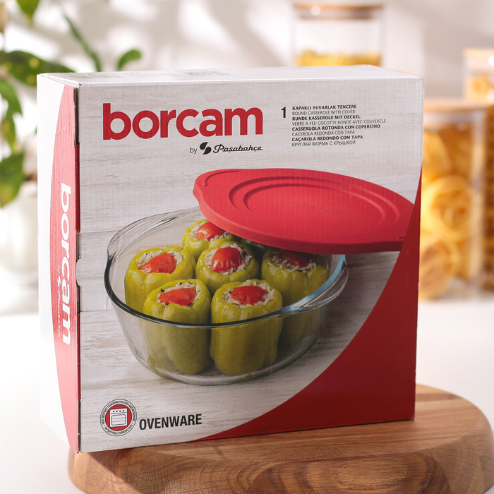 Кастрюля для запекания круглая Borcam, 2,1 л, с крышкой