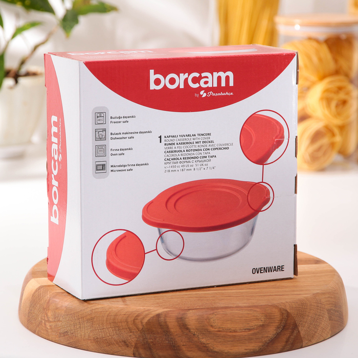 Кастрюля для запекания круглая Borcam, 2,1 л, с крышкой