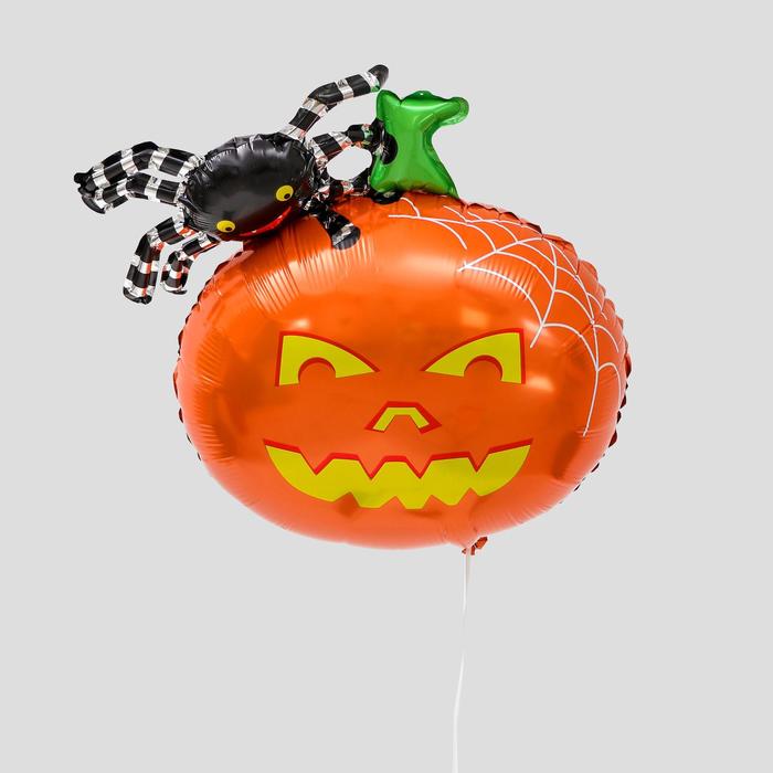 Шар фольгированный 32 «Тыква с пауком», фигура, цвет оранжевый шар фольгированный 12 тыква на хэллоуин мини фигура цвет оранжевый