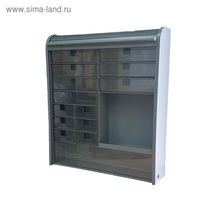 Шкафчик настенный, шторка с замком, 42 × 48 × 8,5 см, цвет серый
