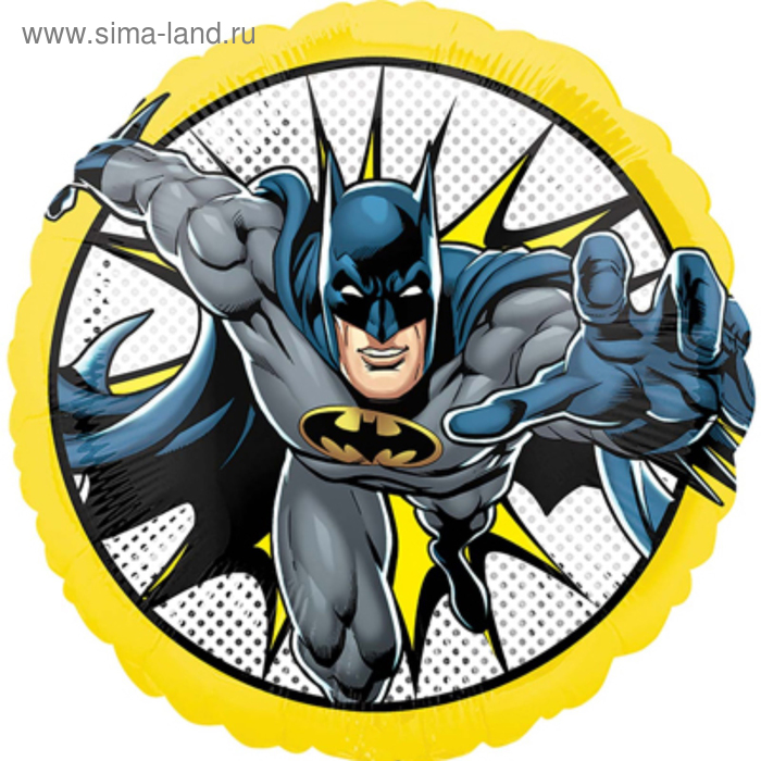 Шар фольгированный 18 круг «Бэтмен в полете» шар фольгированный 18 круг героическая тема 3 зеленый в инд упак