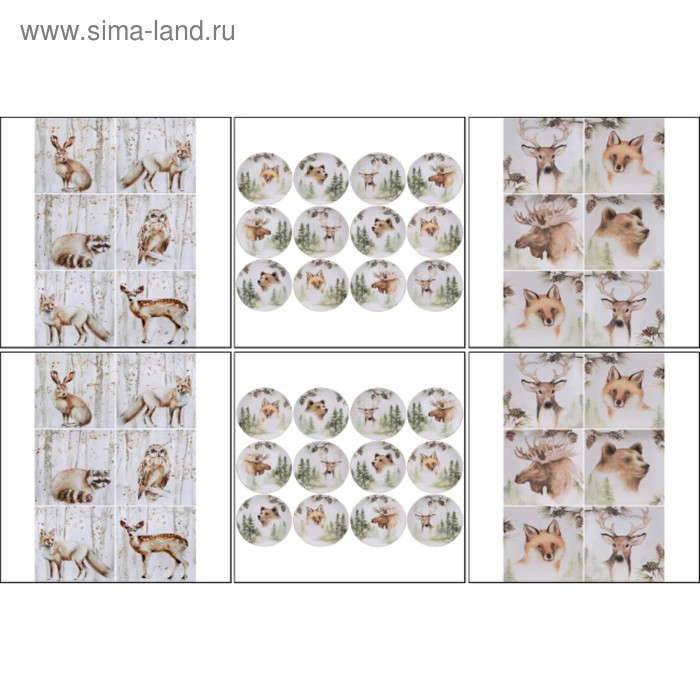 фото Набор декупажных карт 6 шт "животные зимой" а4, 45 г/м2