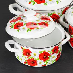 

Набор кастрюль «Июльский мак», 3 шт: 2,3 л, 3 л, 4 л