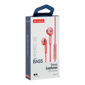 

Наушники Maverick Deep Bass i12, вкладыши, микрофон, 90 дБ, 18 Ом, 3.5 мм, 1.2 м, розовые