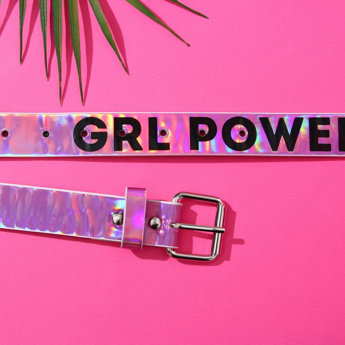 фото Ремень женский из зеркальной кожи girl power