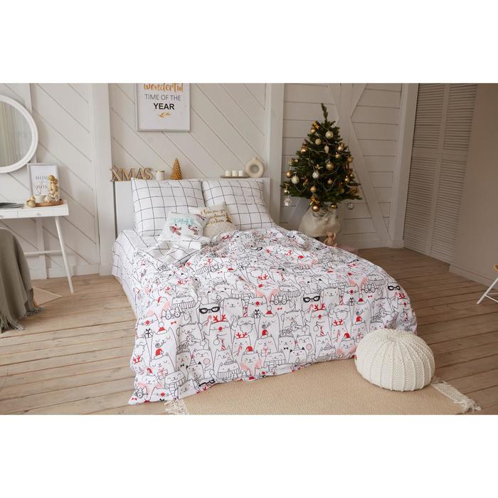 Постельное белье Этель 1.5 сп Xmas cat 143*215 см, 150*214 см, 70*70 см - 2 шт