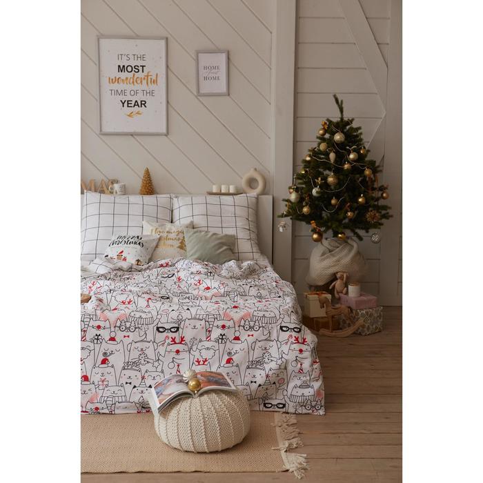 Постельное белье Этель 1.5 сп Xmas cat 143*215 см, 150*214 см, 70*70 см - 2 шт