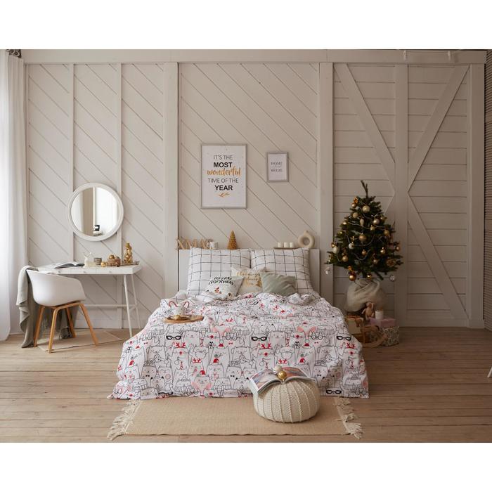 Постельное белье Этель Дуэт Xmas cat 143*215 см - 2 шт, 240*220 см, 70*70 см - 2 шт