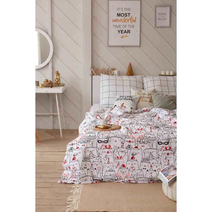 Постельное белье Этель Дуэт Xmas cat 143*215 см - 2 шт, 240*220 см, 70*70 см - 2 шт