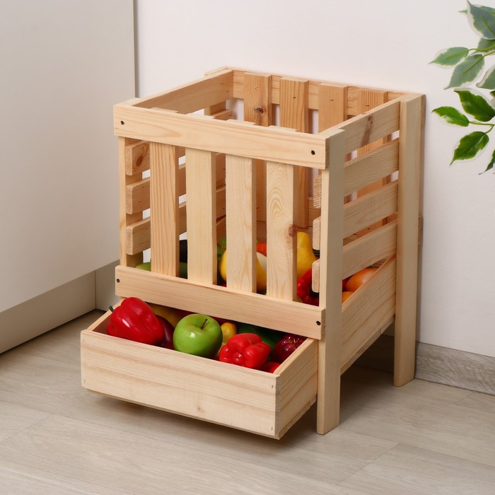 Ящик для овощей, 30 × 40 × 50 см, деревянный