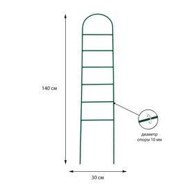 Шпалера, 140 × 30 × 1 см, металл, зелёная, «Лестница» Ош