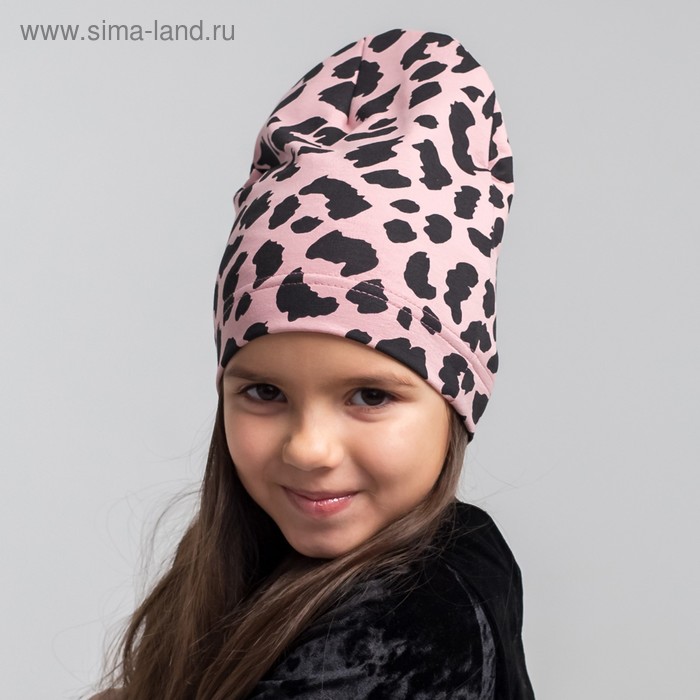 фото Шапка для девочки, цвет розовый/леопард, размер 54-58 hoh loon