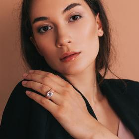 

Кольцо "Ажур" с камнем, позолота, 18,5 размер
