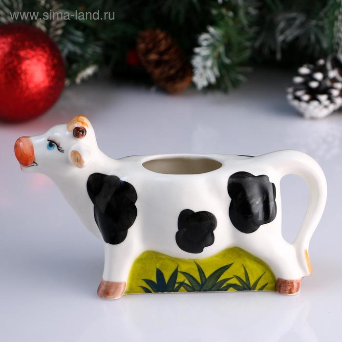фото Чайник-молочник фарфоровый "корова", пегая, объём 0,2 л весёлый фарфор