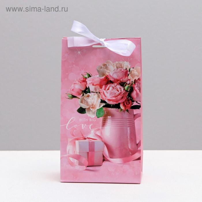 

Пакет подарочный с лентой «With big love», 13 × 23 × 7 см