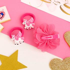 

Набор для волос 3 шт "Карамалечка" (2 резинки, 1 зажим) единорожка