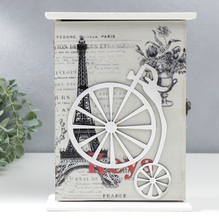 фото Ключница дерево "эйфелева башня. велосипед" 29,5х21,8х5,8 см