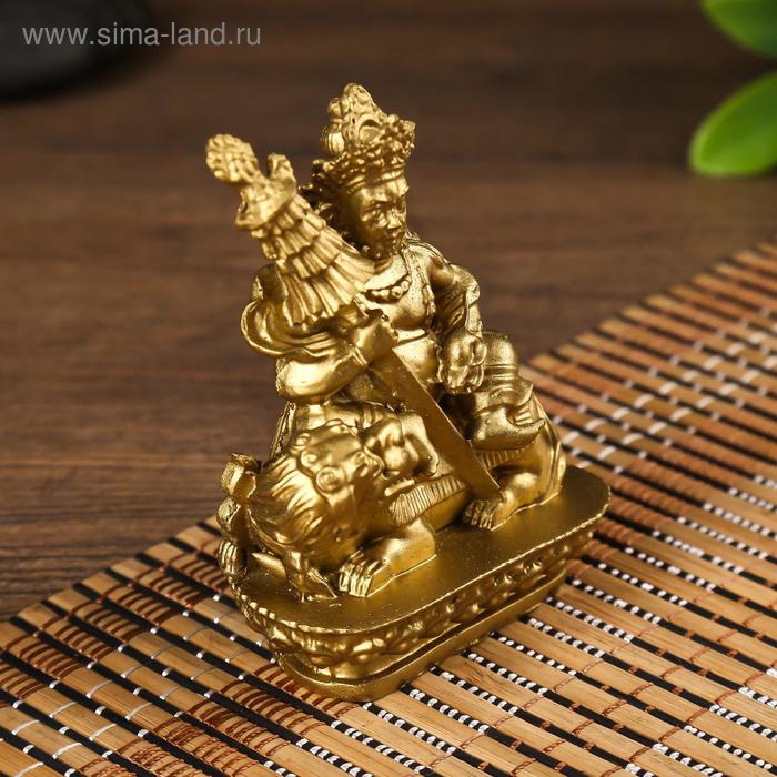 

Нэцке полистоун "Божество на собаке Фу" под бронзу 9х7х4 см