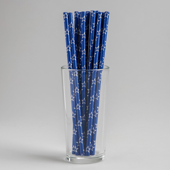 Трубочки для коктейля «Звёзды», набор 12 шт., цвет синий трубочки для коктейля серебрянные звёзды набор 25 шт