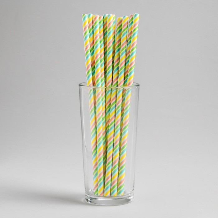 Трубочки для коктейля Цветная спираль, набор 12 шт.
