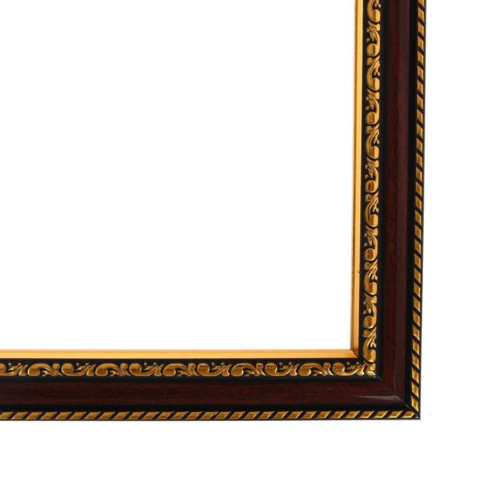 Рама для картин (зеркал) 40 х 50 х 2.8 см, пластиковая, Calligrata, цвет вишня с золотом