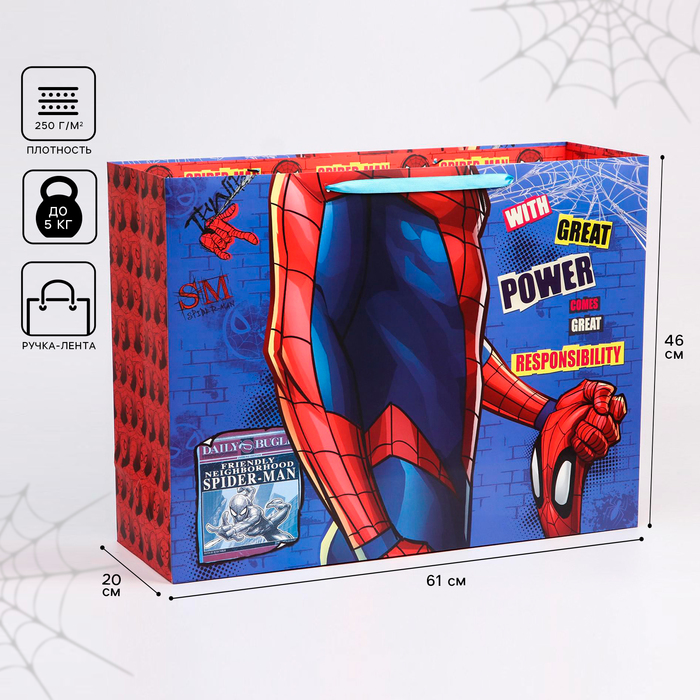 Пакет ламинированный горизонтальный, 61 х 46 х 20 см Spider-Man, Человек-паук жилет для плавания человек паук 51 х 46 см