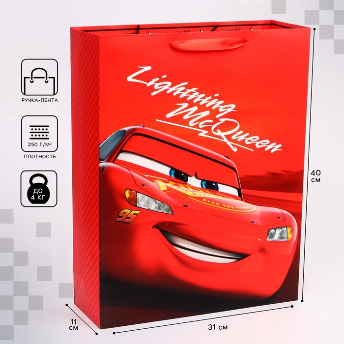 Пакет ламинат вертикальный McQueen, Тачки, 31х40х11 см