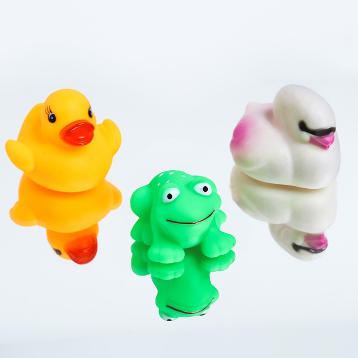 Набор игрушек для ванны «Уточка, лебедь, лягушка», 3 шт.