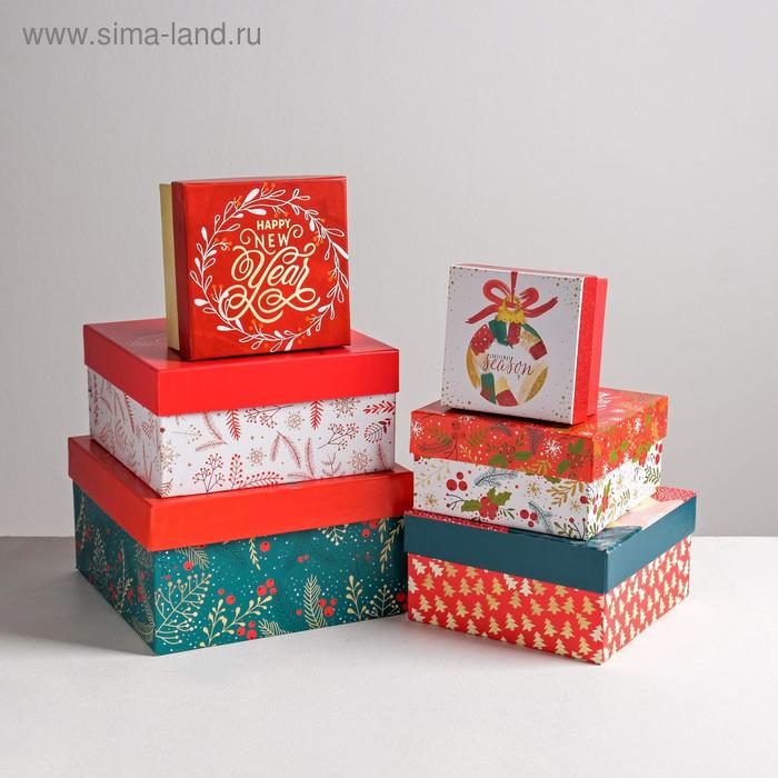 набор подарочных коробок 6 в 1 нежность 10 × 10 × 6 20 × 20 × 11 см Набор подарочных коробок 6 в1 «Happy new year», 10 × 10 × 6 - 20 × 20 × 11 см