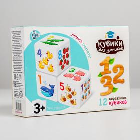 

Кубики деревянные «Кубики для умников. Учимся считать» 12 шт (белые)