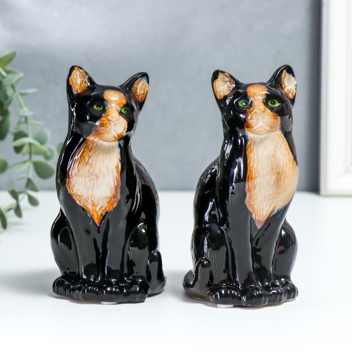   Сима-Ленд Сувенир керамика Чёрная кошка с белой грудкой  15,5х8х7 см