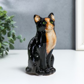

Сувенир керамика "Чёрная кошка с белой грудкой" 15,5х8х7 см