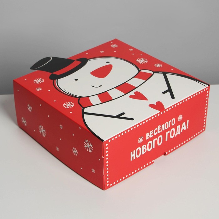 Коробка складная «Снеговик», 25 х 25 х 10 см коробка складная дед мороз 25 х 25 х 10 см