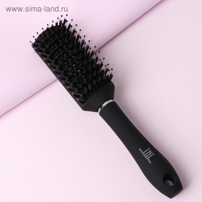 Расчёска массажная, комбинированная щетина, вентилируемая, 4,4 × 23 см, цвет чёрный расчёска массажная комбинированная щетина вентилируемая 2