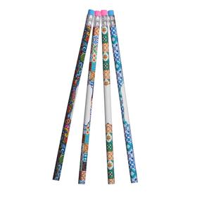 

Карандаш чернографитный с ластиком НВ корпус круглый МИКС Узоры