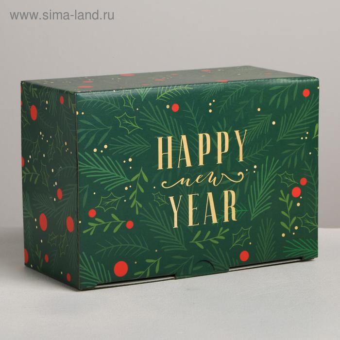 коробка складная 22 × 15 × 10 см Складная коробка «С новым годом», 22 × 15 × 10 см