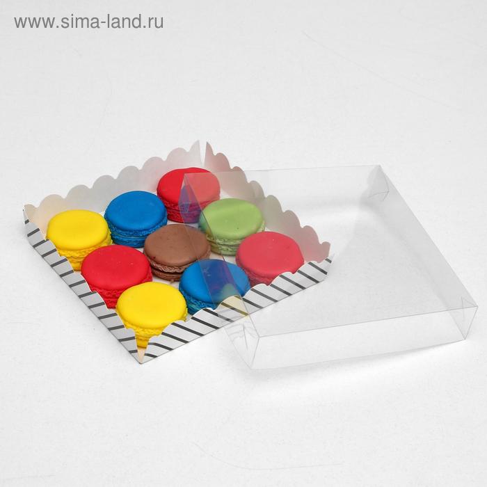 

Коробочка для печенья с PVC крышкой "Полоски", белая, 15 х 15 х 3 см