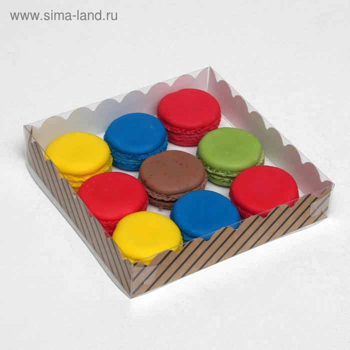 

Коробочка для печенья с PVC крышкой "Полоски", крафт, 15 х 15 х 3 см