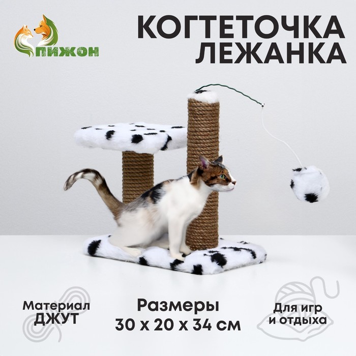 Когтеточка для котят двойная, 30 х 20 х 34 см, джут, далматинец когтеточка для котят двойная 30 x 20 x 34 см джут серая с лапками