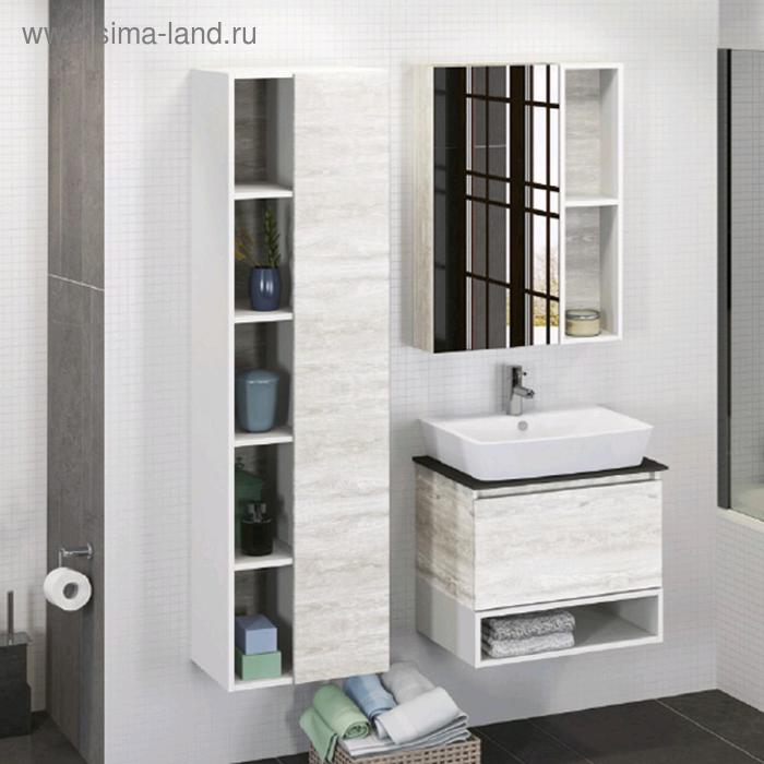 Зеркало шкаф Comforty Прага 60 для ванной комнаты, цвет дуб белый цена и фото