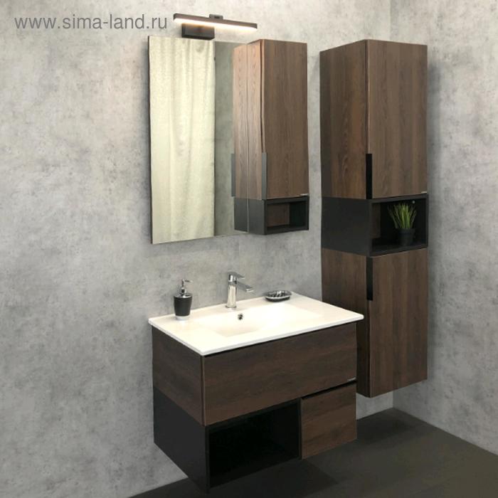 Зеркало шкаф Comforty Франкфурт 75 для ванной комнаты, цвет дуб шоколадно-коричневый зеркало со шкафом comforty франкфурт 75 00004151044 дуб шоколадно коричневый черное матовое