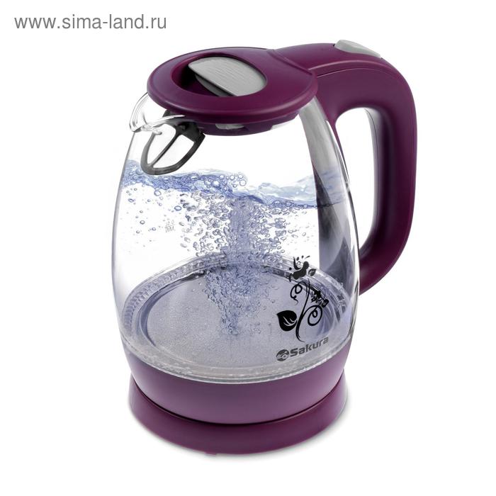 фото Чайник электрический sakura sa-2715v, стекло, 1.7 л, 2200 вт, пурпурный