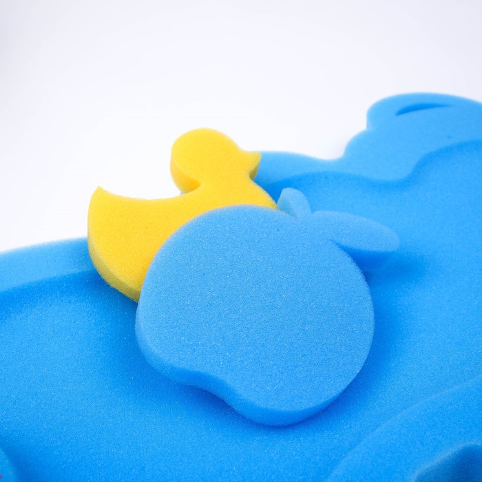 Подкладка - матрасик из поролона, для купания макси «Мишка», цвет синий