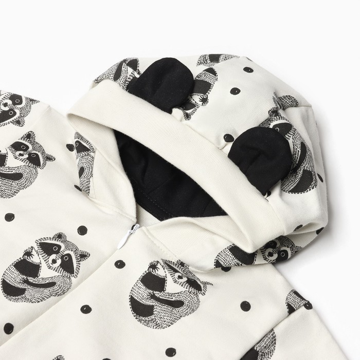 фото Комбинезон «енот» крошка я, цвет белый, рост 56-62 см