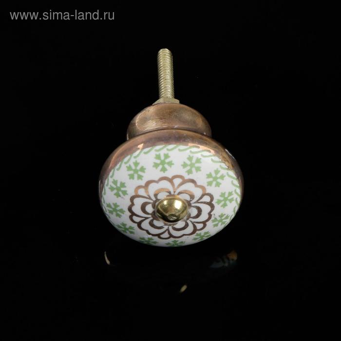 фото Ручка металлическая для мебели blumen haus "зеленый чай", цвет зеленый, золотой