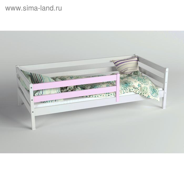 Кровать Сева, спальное место 1400х800, цвет Белый/Розовый, Массив Берёзы