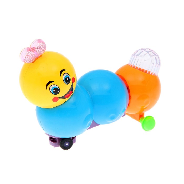 Игрушка музыкальная, "Гусеничка", двигается, световые и звуковые эффекты, работает от батареек, цвета МИКС
