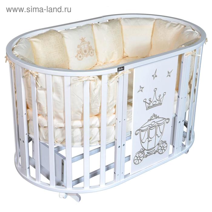 Кровать детская Bellini Laura Royal 6-в-1, маятник, колесо, цвет белый