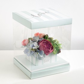 Коробка для цветов с вазой и PVC окнами складная «With love», 23 х 30 х 23 см Ош